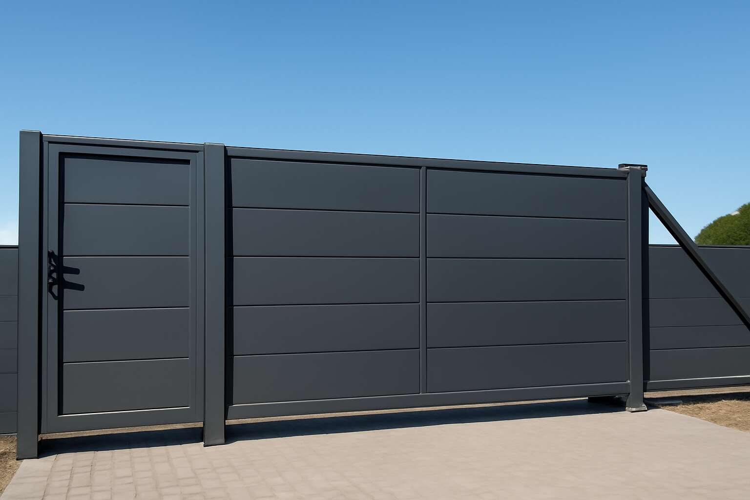 sliding gate with service door