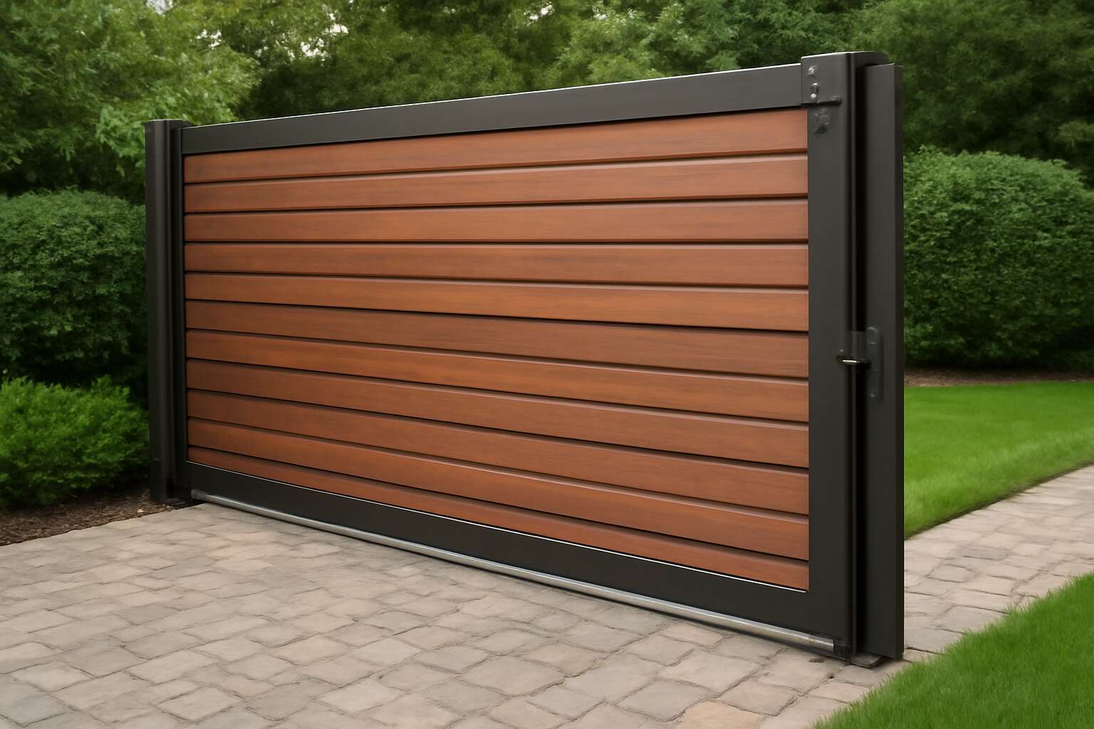 sliding gate with wood